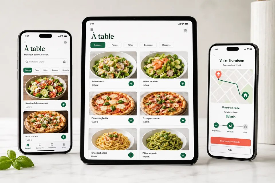 Concept d'application de commande et livraison de repas
