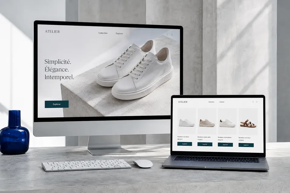 Concept de boutique en ligne sur ordinateur et portable